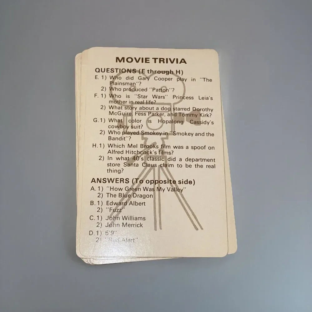 Vintage 1984 Series 1 Pocket Movie Trivia Game According To Professor Hoyle